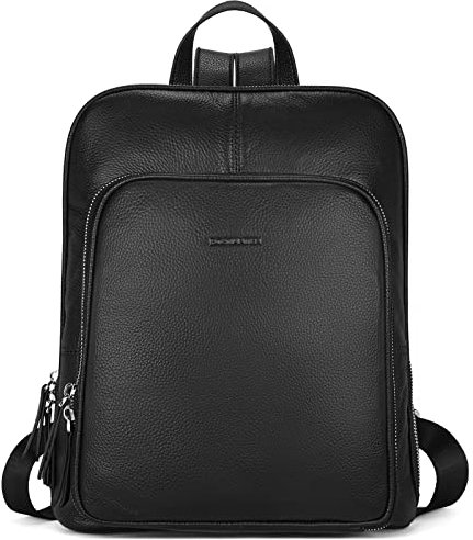 Bostanten Sac à Dos en Cuir véritable pour Femmes Daypacks décontracté School Mode Sac a dos Voyage Noir