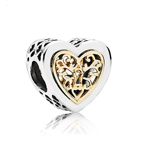 Charmes de Coeur d'amour Creux Perles CZ Claires Convient Breloque pour Femmes Bricolage Bracelets et Colliers Européens