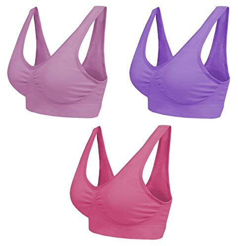 Boolavard Comfort BH - Seamless - Bustier BH - Freizeit und Sport BH, Sporttop, Nahtlos, Form Bustier Top ohne Bügel, Ahh Bra Wohlfühl (L: 96-101cm (75C-85A), Licht violett Lila und Rosa)