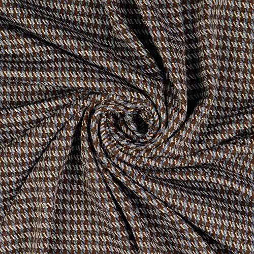 Jacquard, Knit, Braun/Blau Hahnentritt Musterung Meterware zum Nähen, 50 cm