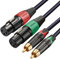 JOMLEY 2 XLR to 2 RCA Cable, Heavy Duty Dual XLR Female to Dual RCA Male Patch Cord HiFi Stereo Audio Connection Interconnect Lead - 6.6ft