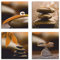 ARTLAND Wanddeko Wellness Bilder Leinwand Bilder Set 4tlg. je 30x30 cm Quadratisch Wandbilder Zen Blumen Blätter Tropfen Stein Pyramide K2GF