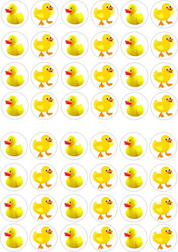 cdb 48 edible Ducks Yellow Style kids childrens party decorations Wafer Paper Cupcake Cake Toppers Rice Paper