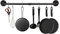 EGASON 34.3 inch Industrial Pipe Pot Bar Rack with 15 S Hooks Rustic Iron Pots and Pans Hanging Rail Pipe Towel Holder Wall Mounted Detachable Kitchen Utensil Pot Pan Lid Organizer Black