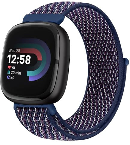 Runostrich Nylon Armband Kompatibel mit Fitbit Versa 4/Fitbit Sense 2/Fitbit Versa 3/Fitbit Sense, Weich Atmungsaktiver Sport Armband Verstellbares Ersatzband Damen Herren