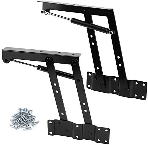ZOENHOU 1 Pair 150N Folding Gas Hydraulic Lift Up Table Mechanism, Lift Up Top Hinge, Modern Coffee Table Lifting Frame Mechanism Hinge with Springs for Furniture Hardware Accessories with 30 Screws