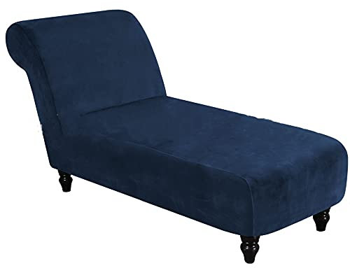 Samt-Schonbezug ohne Armlehne, Stretch-Chaisel, Couchbezug, Haustiermöbelbezug, maschinenwaschbar, Sofa-Schonbezug (Marineblau)