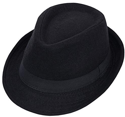 Manhattan Herren Classic Trilby Fedora Jazz Cap, Schwarz, 58