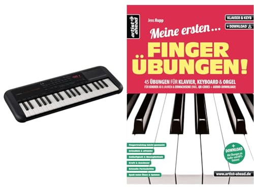 YAMAHA PSS-A50 Keyboard, schwarz – Transportables Mini Keyboard mit großartigem Sound und tollen Effekten & Meine ersten Fingerübungen! 45 Übungen für Klavier, Keyboard & Orgel