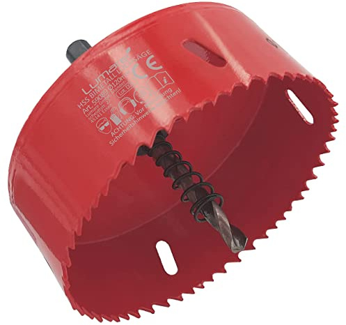 Lumare Scie Cloche Universelle 120mm | Découpeur de Trous en Acier à Haute Vitesse Hss Bimétal | Attachement professionnel pour l'Aluminium, le Bois, la Fonte, le Laiton, et plus encore | Filetage 1/4