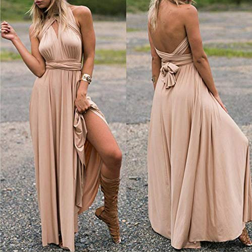HAIBI Damen Kleidsexy Damen Multiway Wrap Convertible Dress Bandage Lange Kleider Party Brautjungfern Infinity Robe,Champagner,M