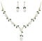 Ever Faith Wedding Jewelry for Bride CZ Green Crystal Simulated Pearl Floral Vine Filigree Necklace Earrings Set for Woman Gold-Tone