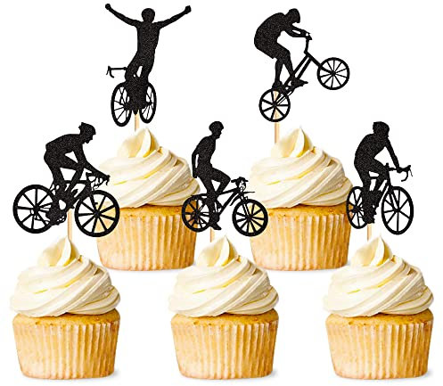 30 Stück Fahrrad Cupcake Topper Fahrrad Kuchen Topper Sport Kuchen Dekoration für Fahrrad Thema Party Dekoration Sport Party Dekoration