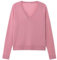 Pull en laine mérinos pour femme - Décontracté - Léger - Col en V - Manches raglan - Pull ample en tricot, rose, Taille M