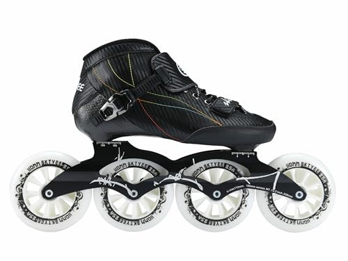 Inline Speed Skates Erwachsene für Damen und Herren, Professionelle Fitness Skating Rollschuhe, Hochleistungs-Rennschuhe, Unisex, Schwarz