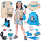 Forscherset für Kinder ab 6 & Safari Kostüm Kinder, Hut, Fernglas, Becherlupe & Mehr - Forscher Kostüm & Insekten Spielzeug - Tolles Outdoor Spielzeug Geschenk für Jungen Mädchen (Blau)
