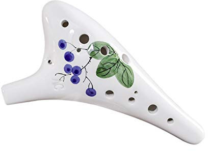 MKSIWSA SUOFEILAIMU 12 Trous Tête Ronde Céramique Ocarina Alto C Instrument de Musique de flûte Peint à la Main avec Une lanière (Color : Blueberry)