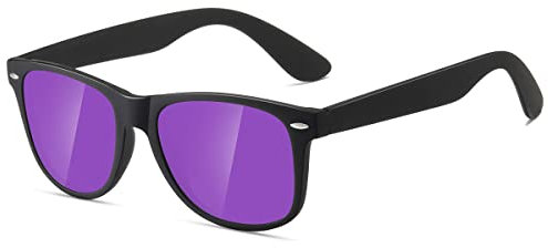 kimorn Polarizzate Occhiali Da Sole Classico Unisex Corno In Rotazione Anni Retro AE0300 (Nero&Viola, 52)