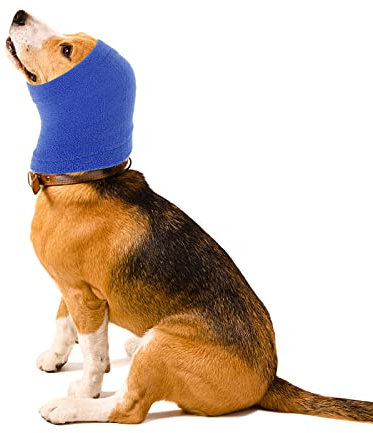 cobee Beruhigende Ohrenschützer für Hunde, Ohrenschützer für Hunde Lärmschutz Haustier Ohrenklappe Kopfwickel Ohren Kapuzenpullover zur Geräuschunterdrückung für Pflege Baden (L, Blau)