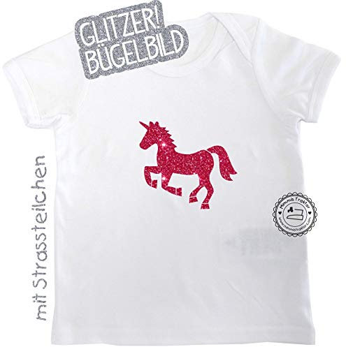 GLITZER Bügelbild Einhorn 11,5 cm x 10,5 cm Aufbügler Applikationen Bügelsticker für Stoffe Textilien Kinder zum Aufbügeln Flicken, Farbe:Glitzer silber