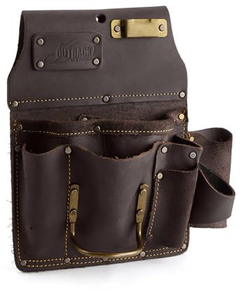OX Tools Pro Leather Tool Pouch for Left Handed Contractor Drywall Pouch - Oil Tanned Leather Tool Belt Pouches Hammer Loop, Belt Loops, Framing Drywaller's Tool Organizer Bag OX-P263801LH
