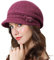Genfien Barette für Damen Brim Cap Newsboy Cap für Damen Baskenmütze Dickes Fleece Gefüttert Retro-lässige Häkelmode Gestrickte Strickmütze Leichte Winter One Size，Violett