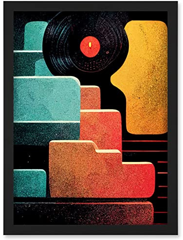 Doppelganger33 LTD Retro DJ Decks Vintage Style Abstract Turntable Print Artwork Framed Wall Art Print A4
