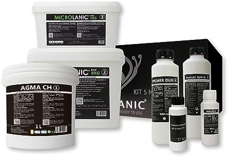 MICROLANIC - Kit Beton Ciré 5M² Prêt à l'Emploi pour Murs et Sols sur Mortiers, Gotelé, etc. SAR Supports absorbants robustes. Couleur (CRÈME D'ARACHIDES)