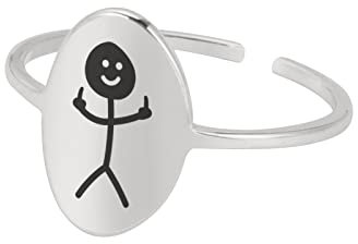 Dreamtimes Funny Smiley Face Figur Gebärdensprache Einstellbare Ringe für Männer Frauen Mittelfinger Niedlich Trendy Ring Geschenk Ring für Paare (Silber)