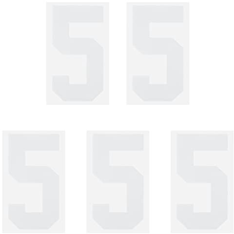sourcing map Iron on Number 5 Heat Transfer 8 White Single Number for Team Uniform, Sports T-Shirt, Football, Basketball, Baseball Pack of 5
