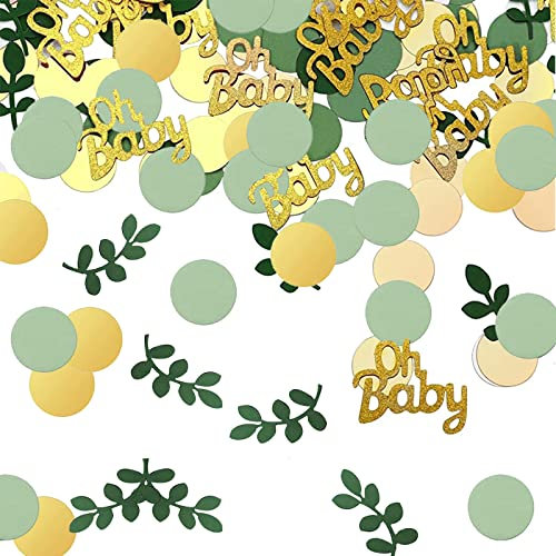 GoldRock Konfetti Tischdeko Babyparty Deko Grün, 100 Confetti Oh Baby Deko,Babyparty Tischdeko,Streudeko Babyshowerparty Deko,Konfetti Gold Baby Party Dekoration Junge Mädchen,Gender Reveal Party