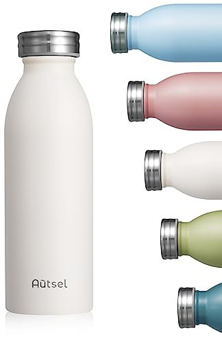 Autsel Borraccia Termica 500ml Bottiglia Termica Isolamento Sottovuoto a Doppia Parete Bottiglia in Acciaio Inox Senza BPA per Scuola, Campeggio, Yoga, Ciclismo