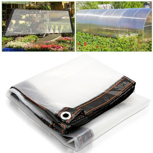 Ansobea Abdeckplane Wasserdicht 3x4m Transparente, Plane mit Ösen und Seil,Gartenplane Gewebeplane Faltbar,Windschutz Regenschutz für Terrasse Balkon Gewächshaus,Planen