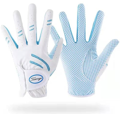 CINGHI LUSSO Gants de golf junior bleus pour enfants garçons main gauche gants de golf jeunes en cuir tissu élastique gants de golf pour homme gaucher L - Une paire