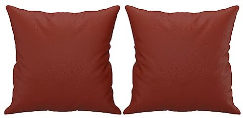 vidaXL Sofakissen 2 STK., Dekokissen Kissen mit Füllung, Dekorativ Couchkissen, Zierkissen für Sofa Wohnzimmer Schlafzimmer, Weinrot 40x40cm Kunstleder