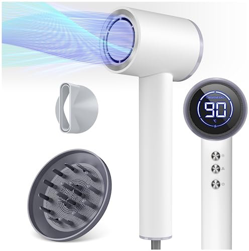 DRSPEE Ionen Haartrockner Föhn mit Magnetischen Diffusor, Fön mit 110,000RPM bürstenlosem Motor, Trocknet Schnell Reisefön Hair Dryer, 200-Millionen Negativ Ionen