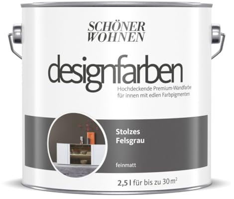 Schöner Wohnen Designfarbe Stolzes Felsgrau 2.5 Liter Acryl Innenhochdeckend Feinmatt Grau