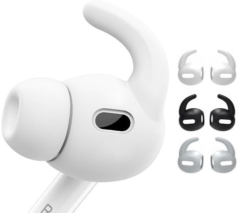 Live4gadgets AirPod Ear Hooks, 3 Pairs Anti-Slip Ear Covers Silicone Accessories Compatible with Apple AirPods Pro 2019, 2022 (White, Black, Grey)