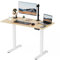 VonHaus Electric Standing Desk, Height Adjustable Sit Stand Desk w/Anti-Collision & Height Preset Technology, Cable Management & USB-C Charging, 120x60cm, Two Piece Wooden Desktop & White Frame