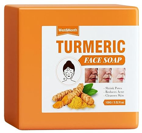 Kurkuma-Seife, Gesichtsseife Für Empfindliche Haut, 100g Natural Ginger Turmeric Soap Bar Für Entferner Dunkler Flecken Gesicht Körper Badeseife Aufhellend Feuchtigkeitsspendend Gleicht Den Hautton