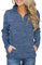 iWoo Damen Casual Stehkragen Sweatshirt Langarm Quarter Reißverschluss Pullover Tops mit TaschenIndigo XXL