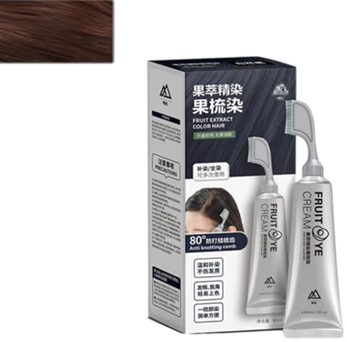 Black Fruit Dyeing Cream with Comb, Black Fruit Dyeing Cream, Keratin Hair Color, FruitExtract ColorHair, HairDye for Gray HairCoverage, BlackHair Dye for Adults (Chestnut Brown)