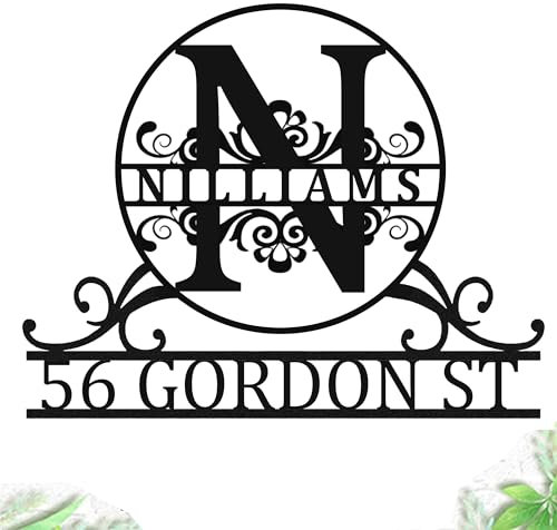 Letrero de dirección para placa de número exterior, letrero de número de dirección con nombre de calle, nombre personal personalizado, decoración de números de puerta de hierro, impermeable y a prueba