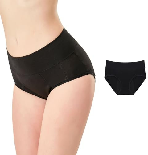 Smarthers Bragas Menstruales para Mujer Premium, Absorbentes, Lavables, Higiénicas y Cómodas, Certificado Oeko-Tex, para Todo Tipo de Flujos (FR/ES, Letras, XS, Regular, Regular, Negro)