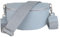 MIRROSI® Bauchtasche Damen, Echtleder, Made in Italy, Umhängetasche, Brusttasche, Crossbody Bag (1 Tasche & 2 Gurte) (Babyblau (Fischgerät), Große Tasche (28x18x9cm))