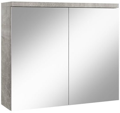 Badezimmer Spiegelschrank Toledo 80cm Beton grau – Stauraum Unterschrank Möbel Zwei Türen Badschrank