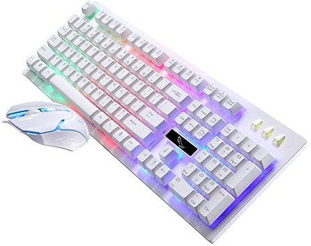CAXUSD Conjunto De Teclado y Ratón para Teclado Mecánico Suspensión USB Ratón Gaming Kit De y Luminoso para Gaming Casa