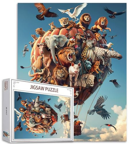 Tucocoo Animals Jigsaw Puzzles for Adults 1000 Pieces, Hot Air Balloon Art Jigsaw Puzzle 27 x 20 inches Colorful DIY Handwork Puzzles for Home Decoration Gifts, Family Puzzle Perfect for Game Nights