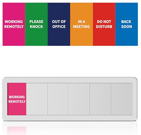 Office Door Signs 6 Options Do Not Disturb, Please Knock, In A Meeting, Out Of Office, Working Remotely Back Soon Privacy Door Slider Sign For Meeting & Conference Room Silver