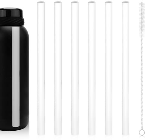 6PCS Ello Cooper Reusable Straws, Stainless Steel, 40oz, Free BPA, Cleaning Brush, Sports Bottle, Tumbler, Travel